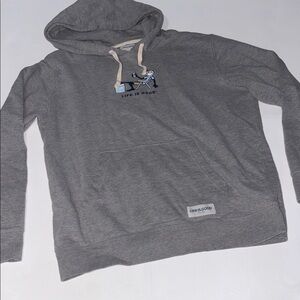 Life Is Good Heather Gray Hoodie with Graphic Size Large